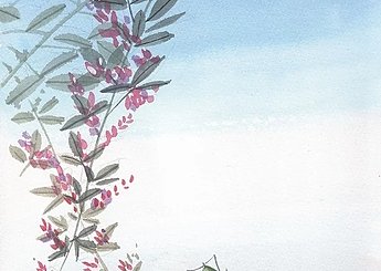 98 春日・白水池 萩の花と鈴虫のイメージ